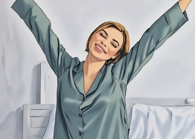 estirar las manos haicia el techo