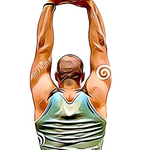 estirar las manos haicia el techo